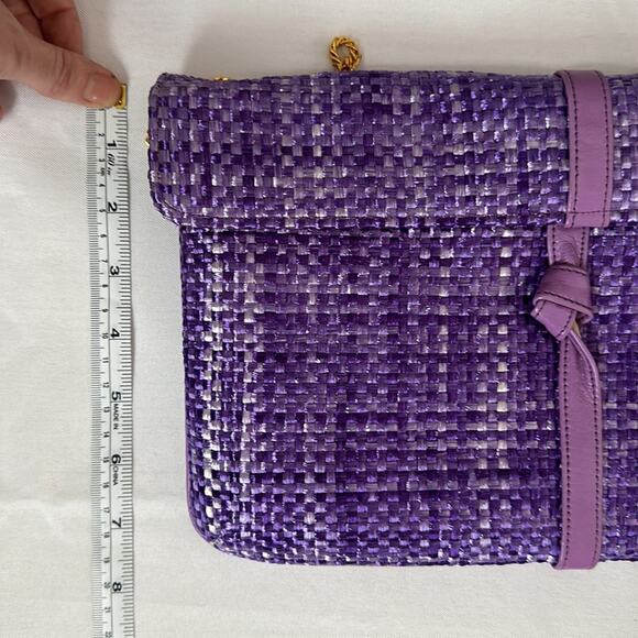 HILF Originals Vintage Retro Purple Weave Shoulder Bag Gold Chain Strap - Picture 9 of 11